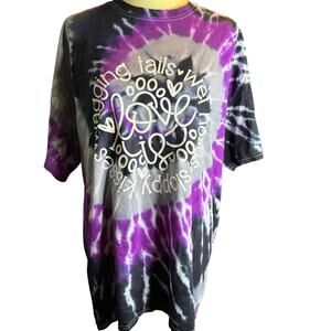Gildan Tie Dye Love Paw Print Dog Lover Tee, Purple & Black, Size XL